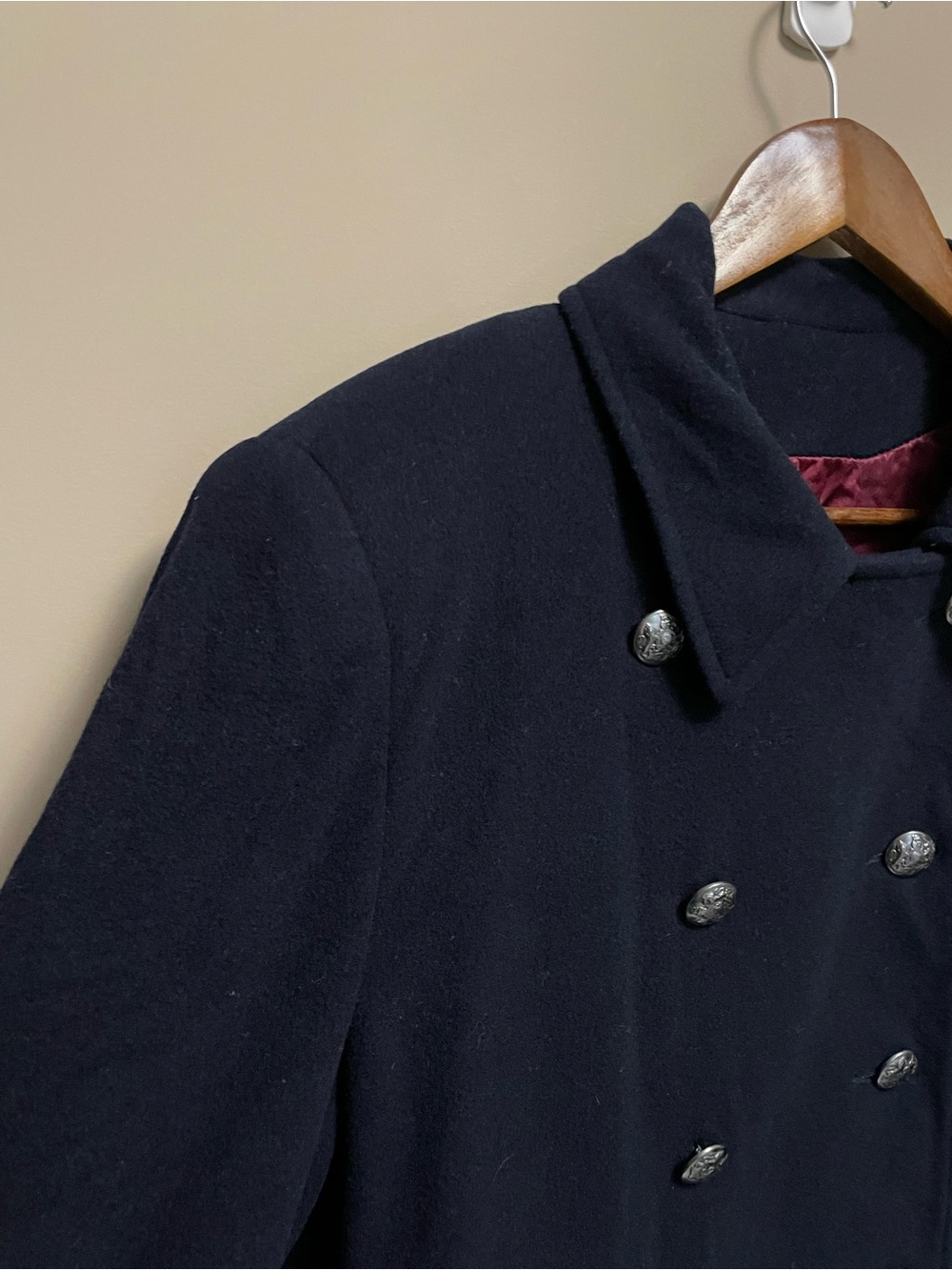 Holt Renfrew Double-Breasted Navy Wool Cashmere Peacoat Women’s Size 8 - Picture 3 of 12